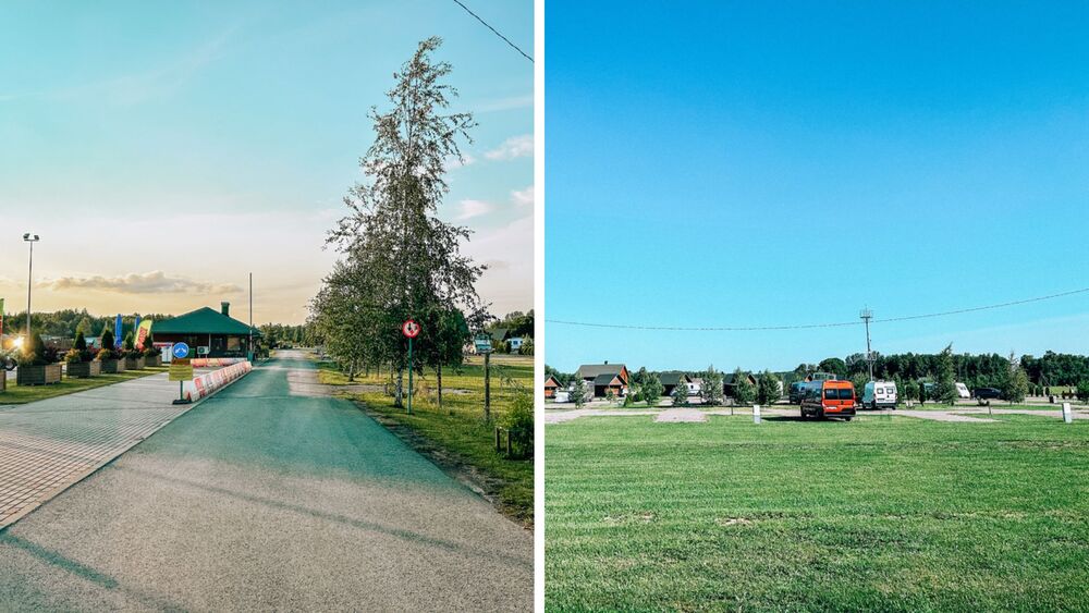 Vista dell'ingresso e delle piazzole del camping Caravan Park, un bel campeggio immerso nel verde vicino a Tallinn