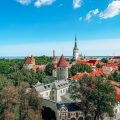 Vista dei tetti rossi di Tallinn dalla collina Toompea