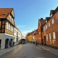 Le vie del centro di Ribe con l'architettura tipica danese.